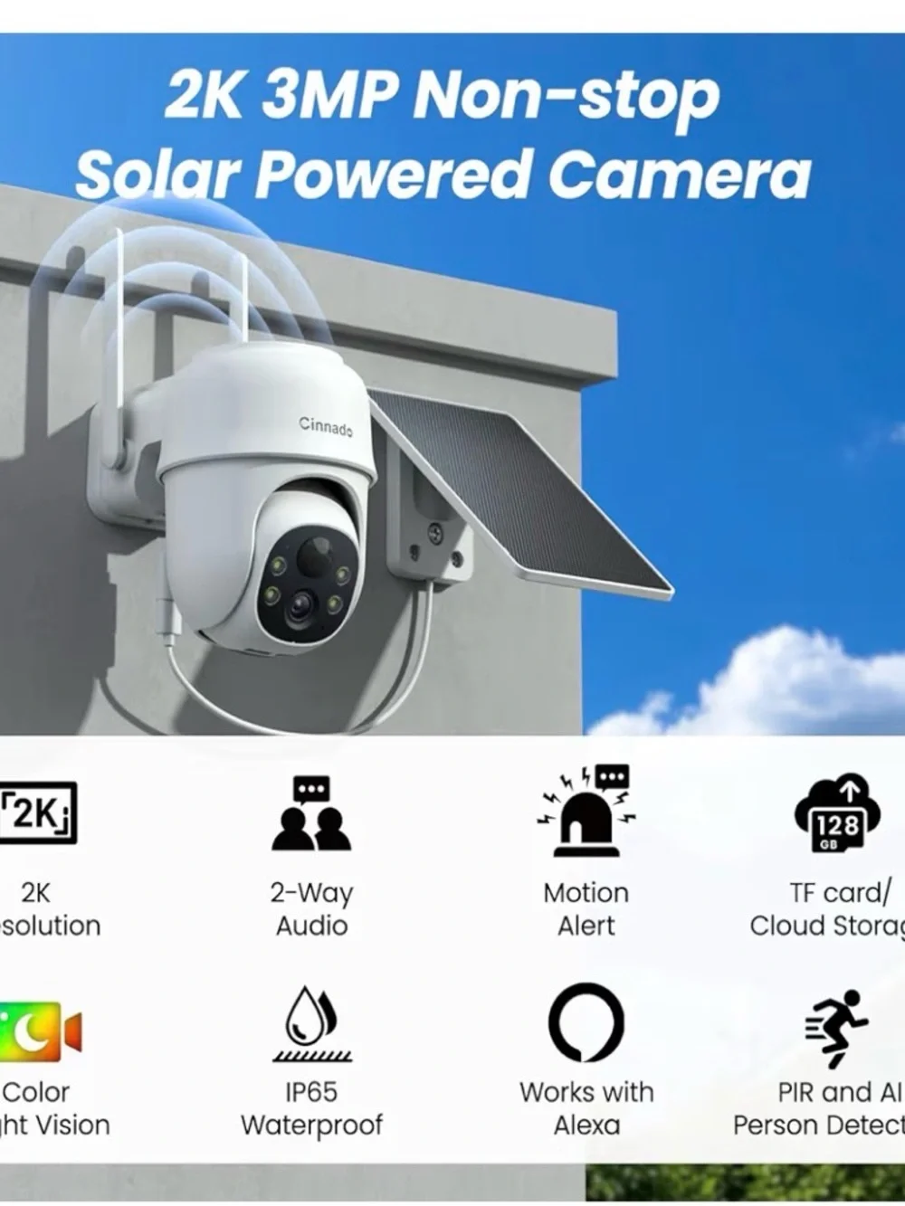 Cinnado Brand White Outdoor Security Camera Dome - Wireless Two-Pack - Picture 7 of 14